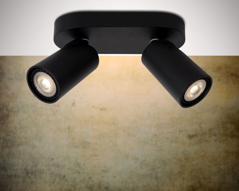 Lucide XYRUS - Stropné bodové svietidlo - LED Dim to warm - GU10 - 2x5W 2200K/3000K - Black